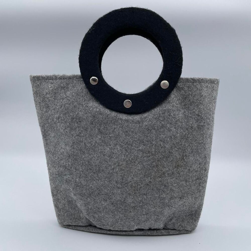 Grey Felt Halloween Purse Handbag Tote Bag Novelty Lights Up Spider Web Spooky - Picture 2 of 8